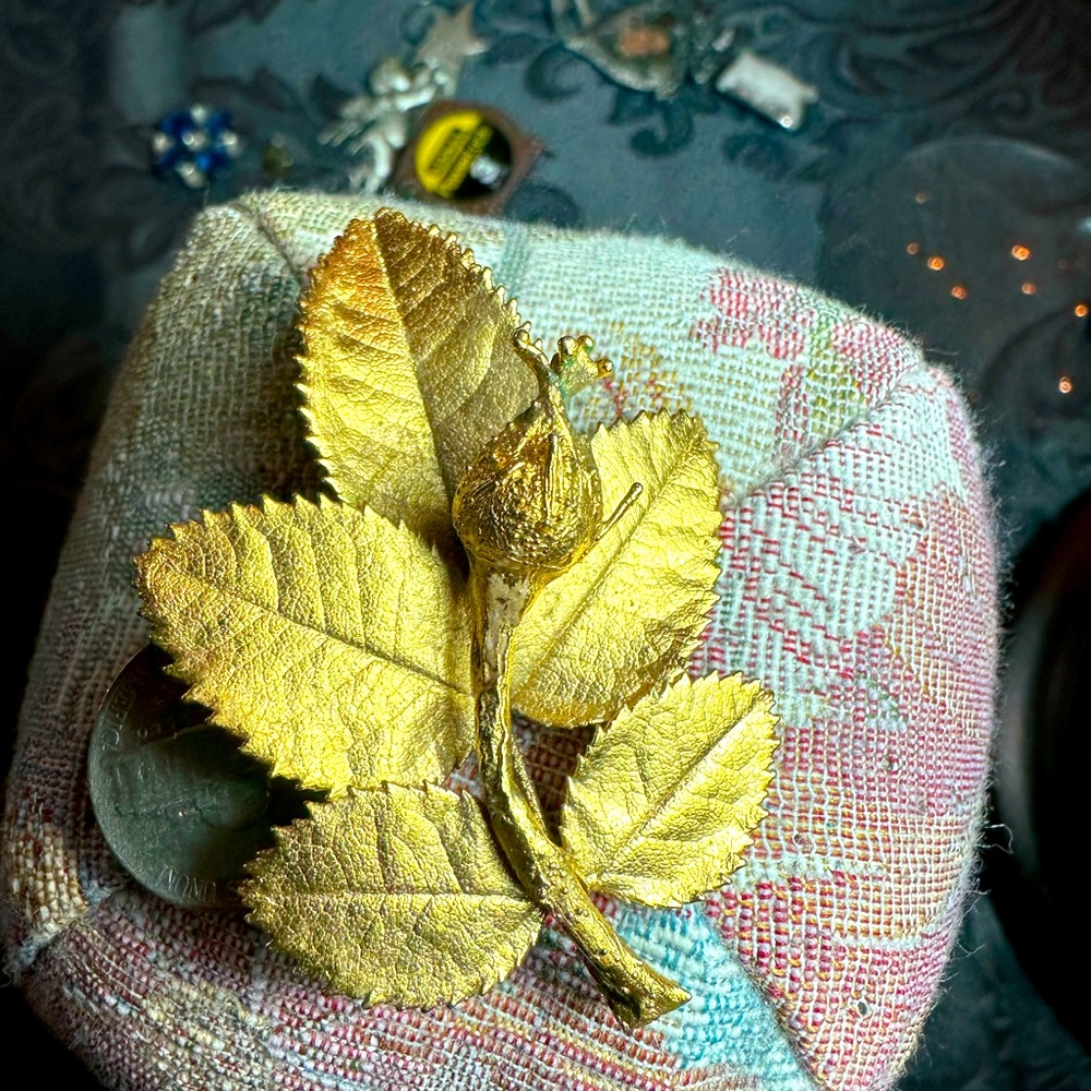 Gold dipped rose brooch